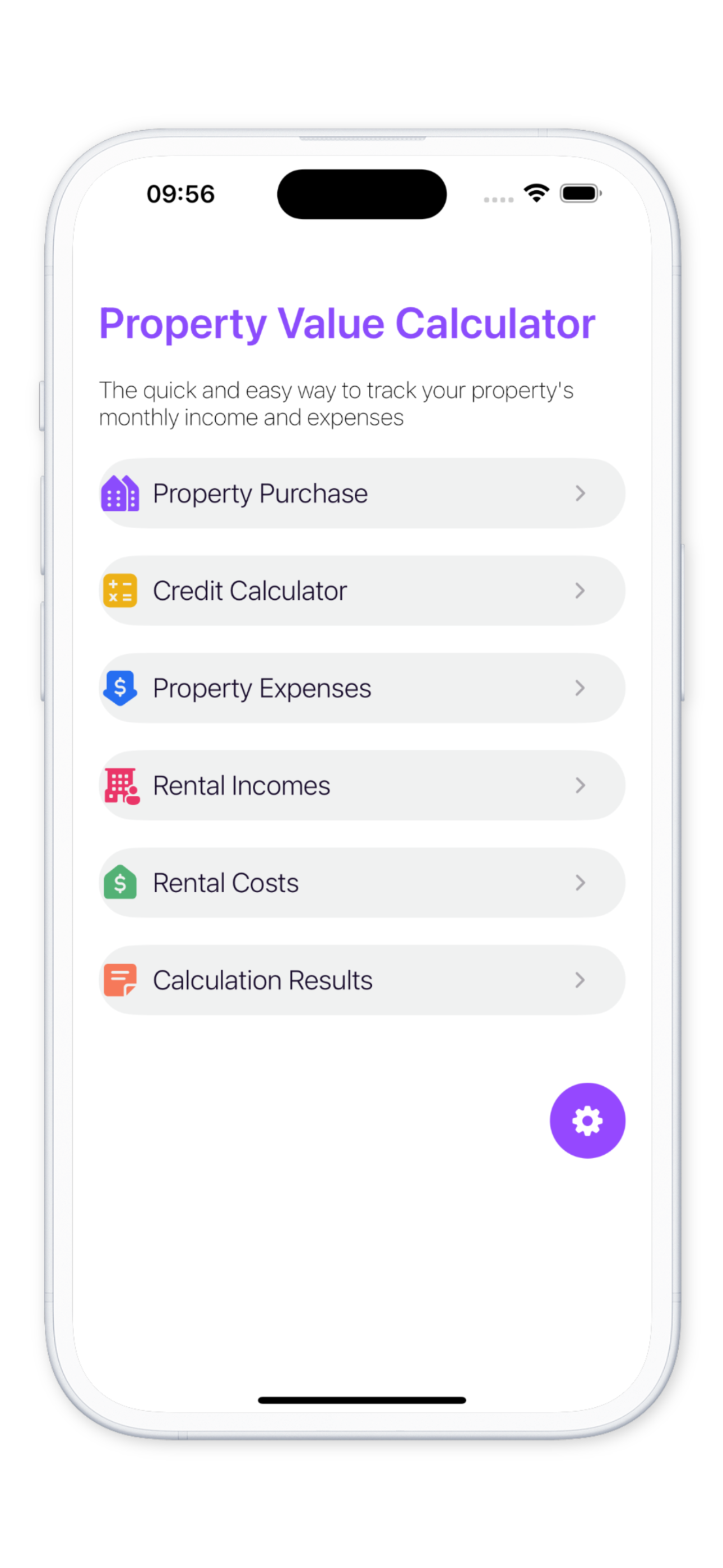 Screenshot from the Property Value Calculator App